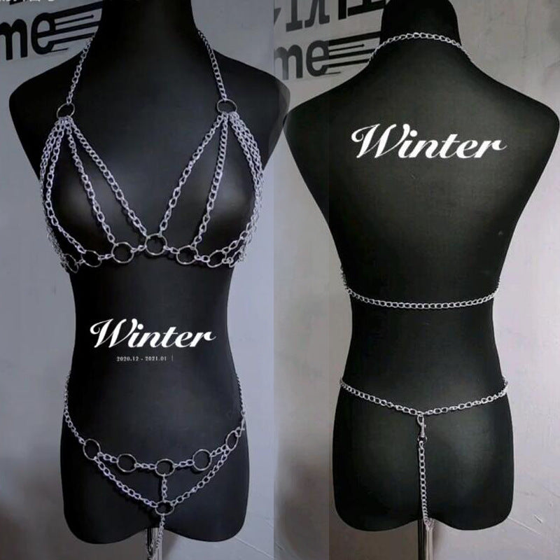 Image of adult alternative sm erotic lingerie accessories metal chain clothes uniform temptation hollow bondage pure lust sexy sassy